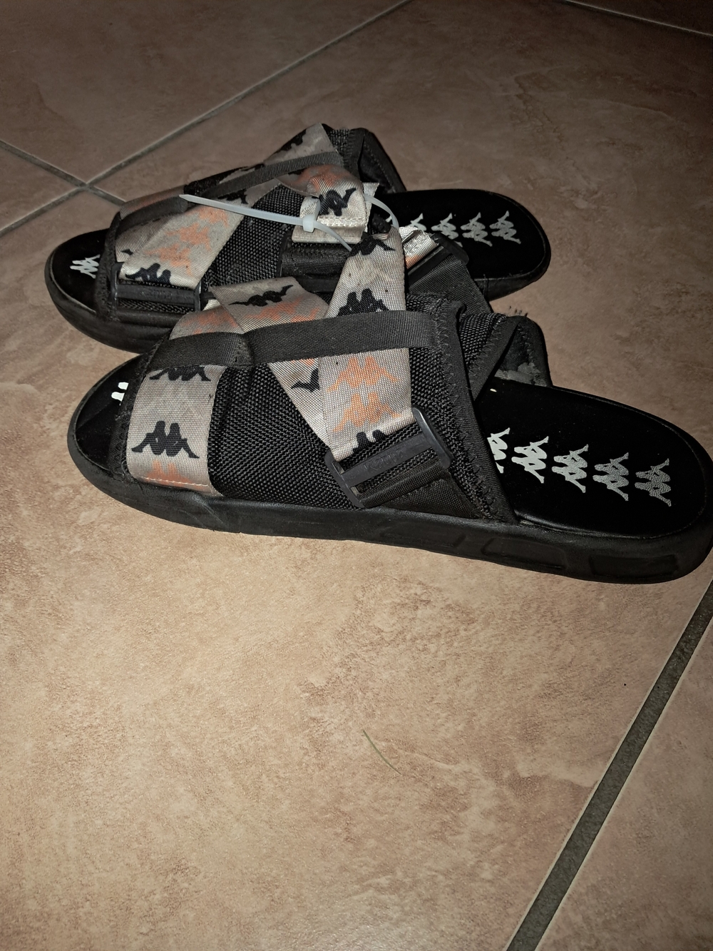 Kappa Men's Black Sandal Slides with Subtle Orange Accents